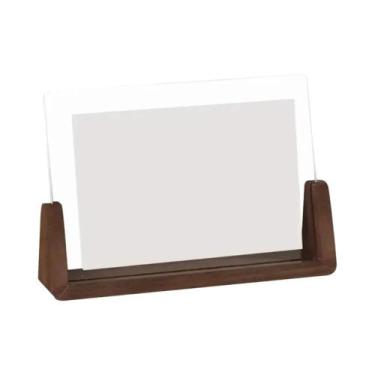 Imagem de Porta-Retrato De Acrílico Transparente Em Formato U De Madeira Nogueir