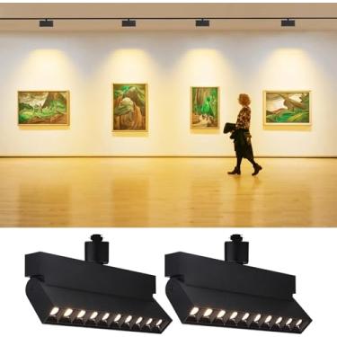 Imagem de LEONLITE Cabeças de iluminação LED reguláveis de 24 W, para trilhos tipo H, 100-277 V, listado ETL, CRI90, 1300 LM, luminárias de teto sem cintilação para arte, branco quente 3000K, preto, pacote com