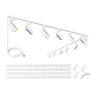 Imagem de Bravsekai Kit de iluminação de pista branca tipo H ultra brilhante com trilhos de trilho de 33,1 pés, 12 cabeças 6000K branco frio 20W 2400lm, plugue regulável, luzes LED para trilhas, luminária