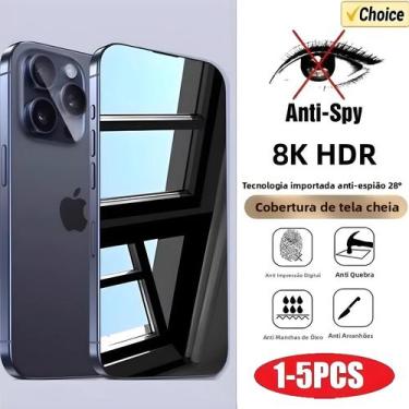 Imagem de Protetor De Tela De Vidro Anti-Espião Para iPhone 17 16 15 14 13 12 11