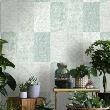 Imagem de Papel de Parede Ivy Geométrico Verde 6807-30