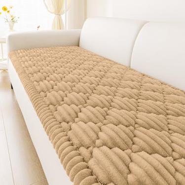 Imagem de Smiry Capa de sofá para animais de estimação, lavável, antiderrapante, felpuda, para 3 almofadas, compatível com animais de estimação, protetor de móveis macio e espesso para cães (camelo, 70 cm x 180