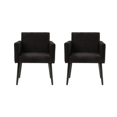 Imagem de Kit 2 Poltronas Luca Para Sala De Recepção Em Tecido Suede - Preto - Cor: Preto