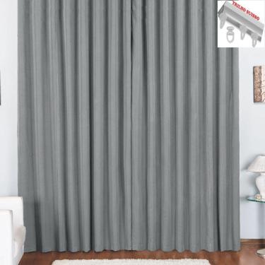 Imagem de Cortina Pryme 4 Metros Sala Quarto Em Oxford Para Trilho Suisso - Cinza