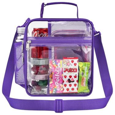 Imagem de Oraben Lancheira transparente aprovada pelo estádio lancheira multiuso lancheira portátil lancheira transparente para homens, adultos e mulheres (roxo)