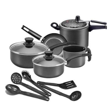 Imagem de Jogo De Panelas Com Panela De Pressão 4,5 Litros Antiaderente 10 Peças
