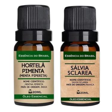 Imagem de Kit 2 Óleos Essenciais 20Ml - Hortelã Pimenta + Sálvia Puro - Essência