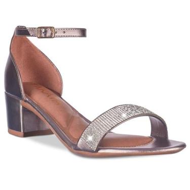 Imagem de Sandalia Feminino Salto Baixo Grosso Quadrado com Brilho - Takata, Pra