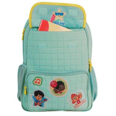 Imagem de Mochila tres palavrinhas costas 16" ref tp26277j, Verde, Amarelo, 16