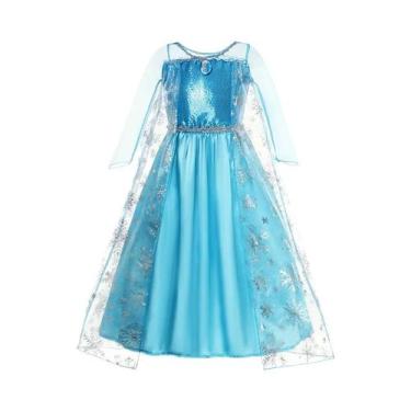 Imagem de Fantasia De Princesa Elsa Para Meninas, Vestido Luxuoso De Casamento C