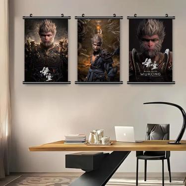 Imagem de Conjunto de pintura de parede Black Myth Wukong 3 painéis 40x60cm
