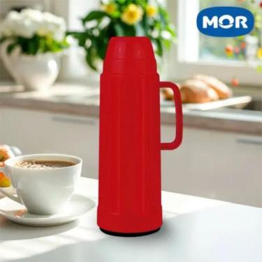 Imagem de Garrafa Térmica 1 Litro Rolha Mor VERMELHA - Chá Café Leite Agua Suco 