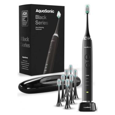 Imagem de Escova Dental Elétrica 8 Cabeças 4 Modos com Smart Timer, AQUASONIC SCTB, Preto