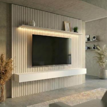 Imagem de Painel Ripado com Rack Suspenso até 70 Polegadas Tulum com LED 1 PT 2 