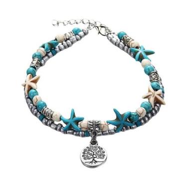 Imagem de Tornozeleira Feminina Boêmia Multicamadas Com Estrela-do-mar, Tartarug