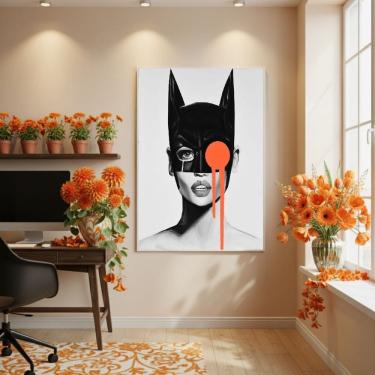 Imagem de Quadro Decor Lágrima Neon Laranja 70x50cm Mold Branca