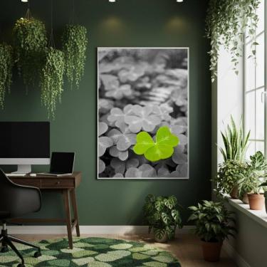 Imagem de Quadro Decorativo Único Trevo 70x50cm Mold Preta