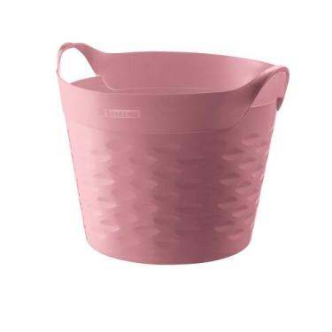 Imagem de Cesto Organizador Circular Plástico Rosa 20L Moolti Sanremo