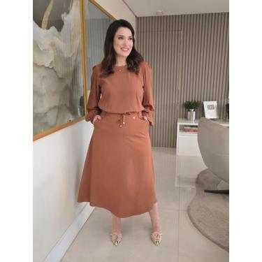 Imagem de Blusa E Saia Midi Conjunto Elegante Chic Evangelica Cristã - VALERIA A