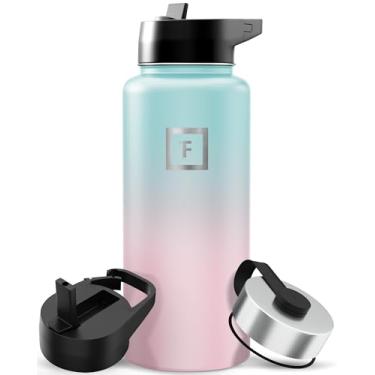 Imagem de IRON °FLASK Frasco de hidratação para acampamento e caminhada com canudo, garrafa de água esportiva de aço inoxidável isolada de boca larga - chiclete de 940 ml
