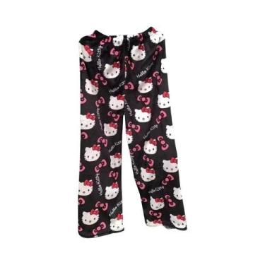 Imagem de Calças De Pijama De Fleece Hello Kitty Para Mulheres, Com Dupla Elasti