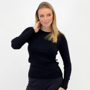 Imagem de Blusa de Lã Blue Rose Básica Canelada Feminina-Feminino