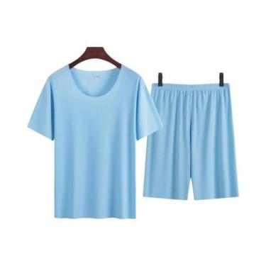 Imagem de Conjunto De Pijamas De Verão Em Modal De Seda Para Homens, Tamanho Gra