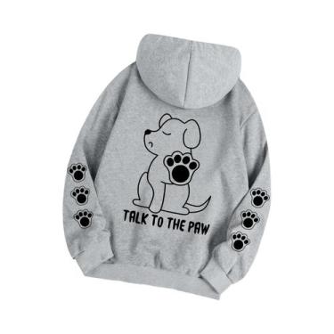 Imagem de Moletom Feminino Quente De Lã Com Estampa Divertida De Cachorro, Blusa