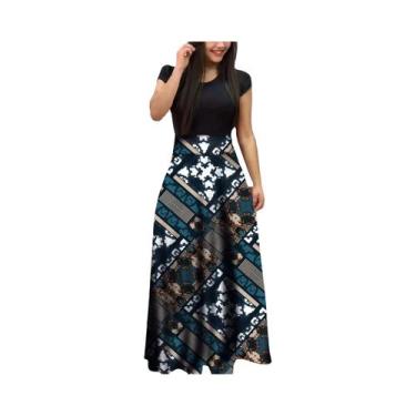 Imagem de Vestido Feminino Grande Com Estampa Floral, Manga Curta, Estilo Europe