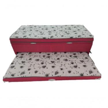 Imagem de Bibox Solteiro Com Baú E Auxiliar 5cm Vermelho - RR COLCHOES