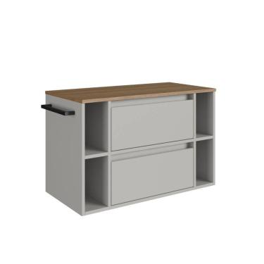 Imagem de Gabinete de Banheiro Suspenso 80cm  com 4 Nichos 1 Toalheiro 1 Porta e 1 Gaveta Marrom/Arenas - BH8010MA