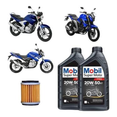 Imagem de Kit Troca Oleo E Filtro Yamaha Fazer 250 Yamalube 20w50 - MOBIL
