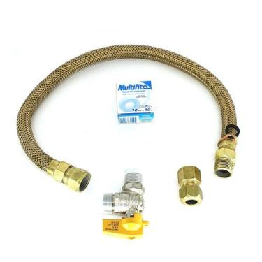 Imagem de Kit Instalação Gás Encanado Mangueira 80cm+registro+adaptado - BECO, t