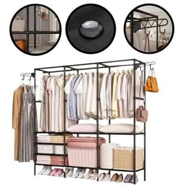Imagem de Vittak Guarda Roupa Dobrável Modular 8 Prateleiras Cabideiro Triplo Or