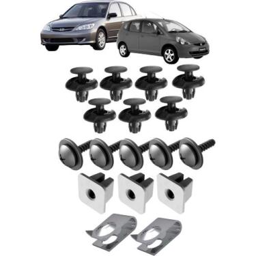 Imagem de Kit Fixação Grampo Porca Presilha Parabarro Civic 1992 até 2006 Fit 20