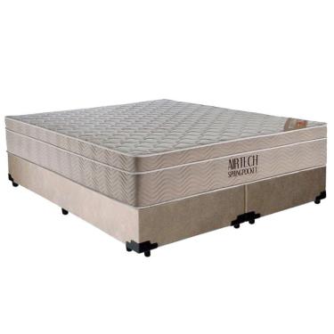 Imagem de Cama  Box Casal  Suede Bipartido  + Colchão Ortobom Airtech Molas Ensacadas 65x138x188...