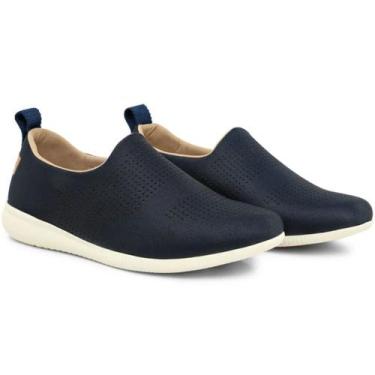 Imagem de Tênis Slip On Usaflex Elastano Leve Baixo Resistente À Água, 36, Azul 