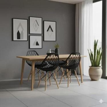Imagem de Conjunto 4 Cadeiras Kaila PP Verde Musgo Pés Madeira Design para Sala,