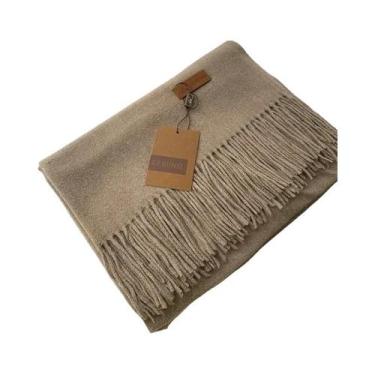 Imagem de Cachecol Feminino Grosso E Quente De Caxemira 2024 Inverno Cor Sólida 