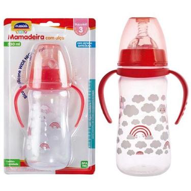 Imagem de Mamadeira Com Alça Bico Redondo Em Silicone 330mL Com Sistema Anticóli