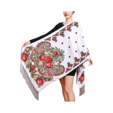 Imagem de Xale Feminino De Inverno Pashmina 2024 Estampado Designer Lenço Floral