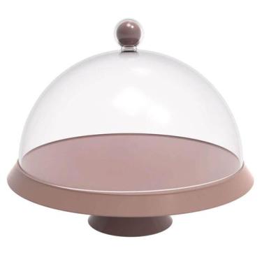 Imagem de Porta Bolo 30cm com Cúpula e Pé Bubble Crippa Amêndoa Tortas Doces Bol