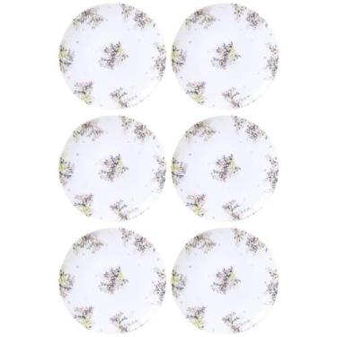 Imagem de Jogo 6 Pratos Sobremesa Porcelana Decorada Tramontina Fogli 19cm Doces