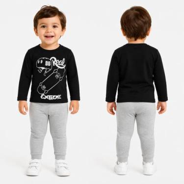 Imagem de Pijama de inverno infantil menino de malha blusa e calça - Uze Fashion