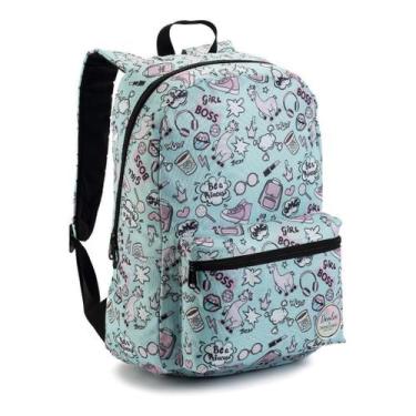 Imagem de Mochila Costa Bolsa Juvenil Escolar Feminina Estampada Denlex, Verde c