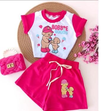 Imagem de Conjunto infantil Cropped e short - Roupa infantil verão - MB, Rosa, 4