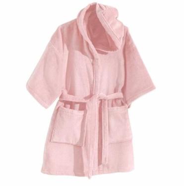 Imagem de Roupão Infantil Velour Com Capuz Tamanho P Dohler Cor:Rosa 2, Rosa 2