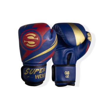 Imagem de Luva De Boxe Kickboxing Muay Thai Infantil Olimpo SuperHero, Azul com 