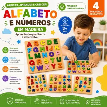 Imagem de Kit 4 Tabuleiros Educativo Pedagógico Alfabeto Letras Número - Kadê