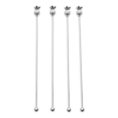 Imagem de Jogo de Misturadores para Drink em Inox Abacaxi 20 cm Prata - InCasa